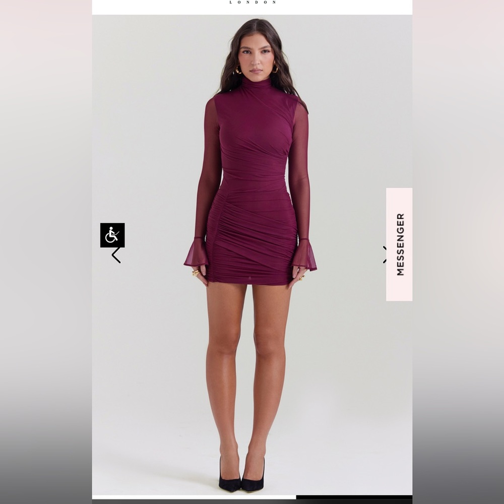 House of CB Lucasta Dress in Mulberry, XS, NWT